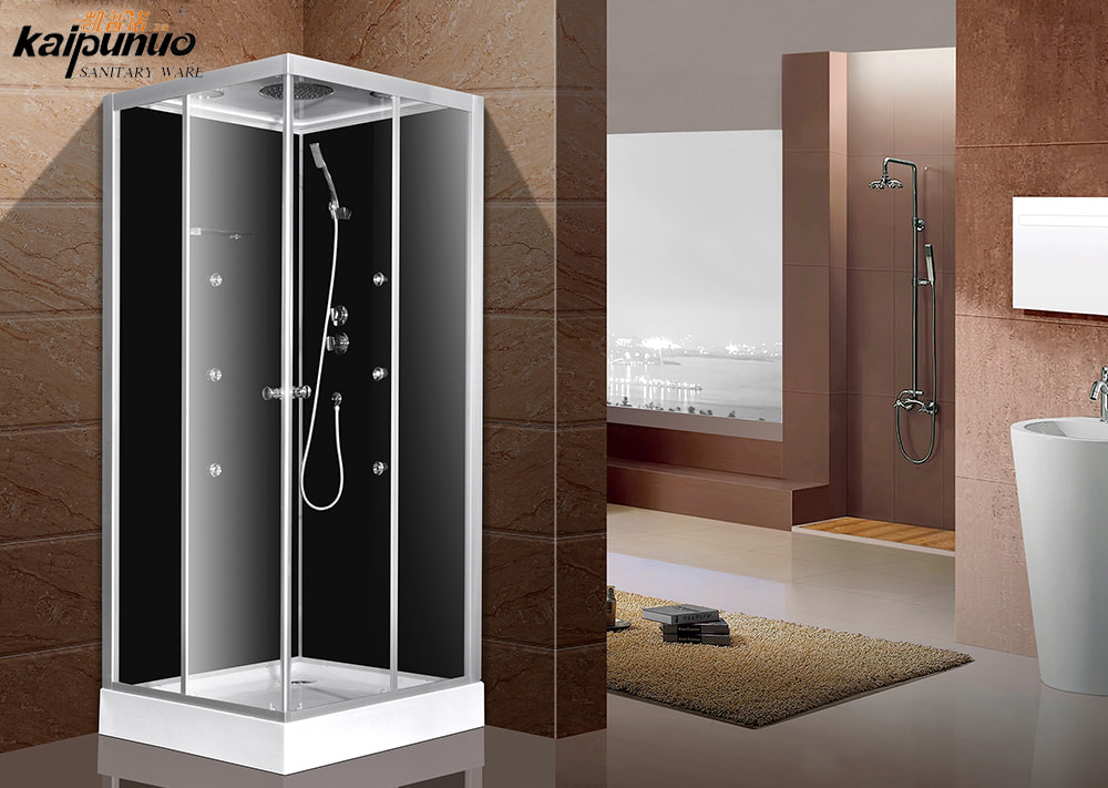 Fyrkantigt modernt badrum härdat duschrum